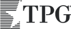 TPG logo featuring a stylized geometric design on the left and bold "TPG" letters on the right.