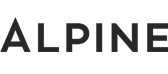 The image shows the word "ALPINE" in bold, black, uppercase letters on a light gray background.