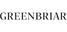The word "GREENBRIAR" is displayed in black, uppercase serif font on a light gray background.