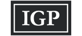 A black rectangle with a white border contains the white letters "IGP" in a bold serif font.